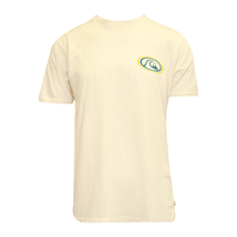 Quiksilver Men's T-Shirt Cream Citrine Blue Wave & Mountain Graphic S/S (S13) - $16.58