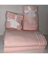 NWT Hotel Balfour 9 Piece 100% Cotton Bath Waffle Weave Towel Set Soft Pink - €90,80 EUR