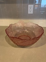 Dalzell Viking Clear Pink Cabbage / Lettuce Textured Punch / Serving Bow... - $38.61