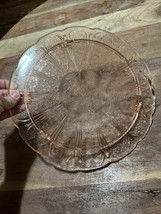 Jeanette &quot;Cherry Blossom&quot; 3 footed 10&quot; Cake Plate Pink Depression Glass - $19.20 CAD