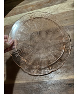 Jeanette &quot;Cherry Blossom&quot; 3 footed 10&quot; Cake Plate Pink Depression Glass - €12,24 EUR