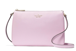 New Kate Spade Leila Pebble Leather Triple Gusset Crossbody Quartz Pink - £75.86 GBP