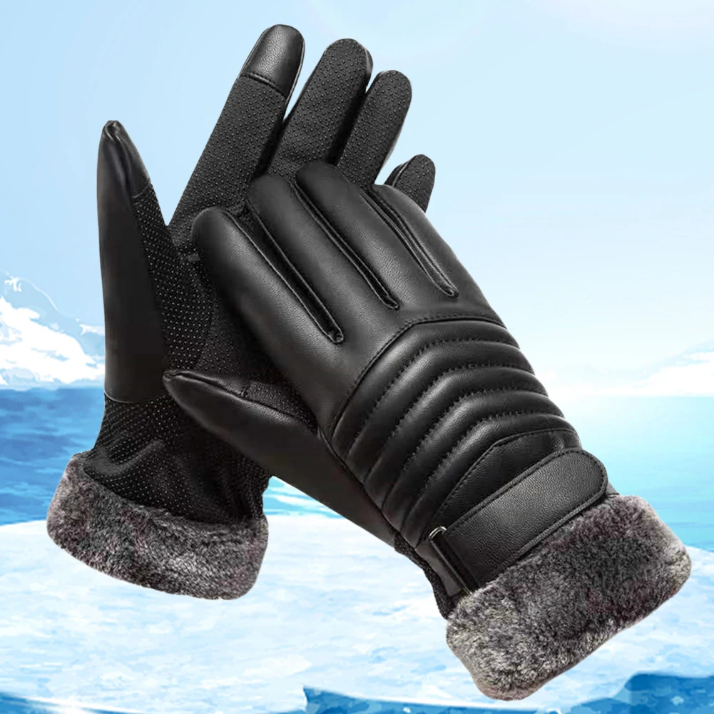 Winter Velvet Gloves Snowproof Fleece Thermal Riding Gloves Touch Screen Mittens - £11.23 GBP