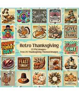 Retro Thanksgiving Clipart Bundle: Vintage Autumn PNG Graphics (Digital ... - $2.46 CAD