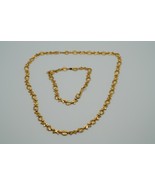Vintage Gold Plate XO Necklace 17&quot; x 6mm and Bracelet 7.5&quot; Set - $40.55 CAD