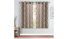 54-Inch L Taupe Linen Textured Living Room Bedroom Kitchen Curtain Drapes - $465.47 MXN