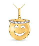 10kt Yellow Gold Womens Round Diamond Smiley Face Halo Emoji Pendant 1/2... - £168.49 GBP