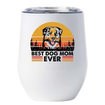 Best Aussie Dog Mom Ever Wine Tumbler 12oz Dogs Pet Lover White Cup Gift For Her - £18.16 GBP