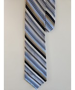 Gianfranco Ruffini Light Blue/Gold/Gray Stripe Pattern Neck Tie, 100% Silk - $10.99