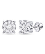 14kt White Gold Womens Round Diamond Cluster Stud Earrings 1.00 Cttw - £1,025.47 GBP