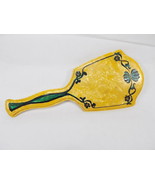 ANTIQUE MARBLED CELLULOID HAND MIRROR Gold w/ Hand Painted Floral Back 1... - $29.83 CAD