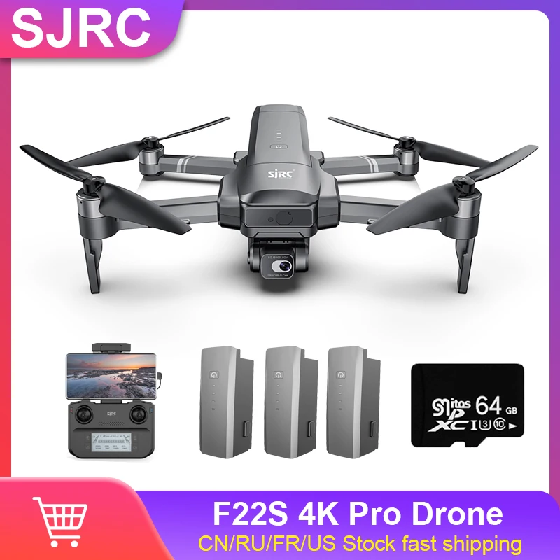 Sjrc F22S 4k Pro Drone 2-axis Eis Gimbal Rc Quadcopter 5G Wifi Gps Obstacle - £282.85 GBP+