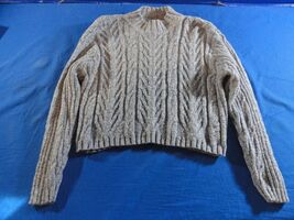 LIZWEAR WOMEN CABLE KNIT CROCHET WOMEN'S LONG SLEEVE CROPPED SWEATER SMALL - $19.57