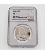 1958 50C Franklin Demi Dollar 50C Classé Par NGC Comme MS-64 - €45,19 EUR
