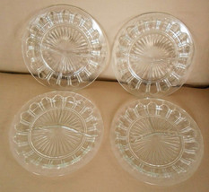 Depression Glass Anchor Hocking Colonial Knife and Fork 4 Crystal Grill Plates - £14.07 GBP