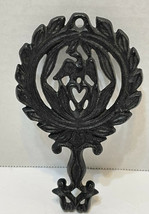 Vintage Wilton Small Cast Iron Footed Trivet Wall Hanging Bird Heart  5.25 x 3&quot; - £10.69 GBP