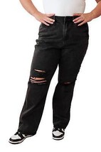 Judy Blue high rise rigid magic 90&#39;s distressed straight jeans in Black - size - £41.40 GBP