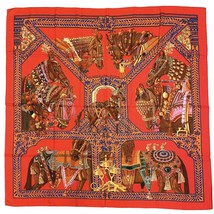 Hermes Shawl La Danse du Cheval marwari 140 cm red silk scarf horse stole 56” - £787.74 GBP