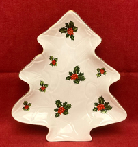 Vintage Lefton China Christmas tree shaped candy dish 8190 - £3.98 GBP