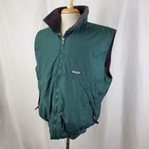 Patagonia Fleece Lined Sleeveless Nylon Jacket Men&#39;s Large Green Zip Pockets - $67.99