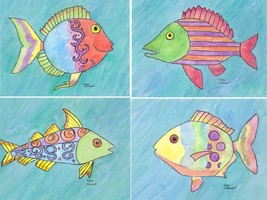 Cute Fish Drawings Wall Art Prints, Choose from 4 Designs - $8.00