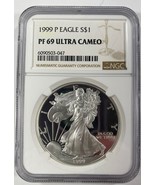 1999-P Silber American Eagle Beweis Ausgewählten Von NGC As PF69 Ultra C... - £86.55 GBP