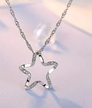 925 Sterling Silver Delicate Hollow Star Shape  Pendant Necklace 18K Gold Plated - $17.36