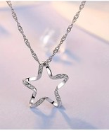 925 Sterling Silver Delicate Hollow Star Shape  Pendant Necklace 18K Gol... - £13.76 GBP