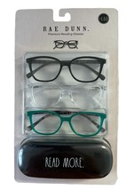 Rae Dunn Premium Reading Glasses - 3 Pack w/READ MORE Hard Case +1.50 Multicolor - £19.46 GBP