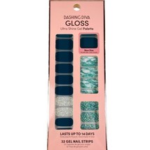NEW Dashing Diva Gloss Ultra Shine Gel Nail Strips Blue Green Marble Glitter - £10.08 GBP