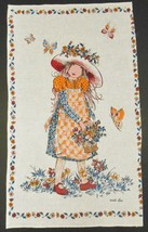 Vintage Tea Towel Lot Of 2 Little Red Head Girls Flowers Cats Art Made In Italy - £31.41 GBP