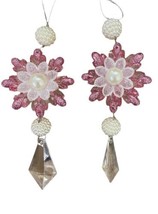 Kurt Adler Pink White Snowflake Flower Drop Ornaments 2 Assorted 6.25 inch nwt - £9.64 GBP
