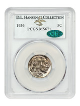 1936 5C PCGS/CAC MS67+ ex: D.L. Hansen - $3,310.13