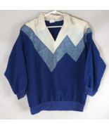 Vintage GW Graff Women&#39;s Blue &amp; White Collared Chevron Pullover Top Size... - $324.73 MXN
