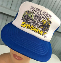 VTG 80&#39;s Combine Demolition Derby Thrashin&#39; Mesh Snapback Baseball Cap Hat  - £30.81 GBP