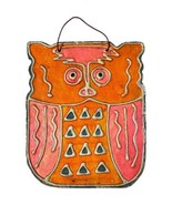 Vintage 1970s Papier Mache Owl Decor Orange Art CNC Imports Los Angeles ... - $31.77 CAD