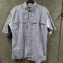 Drake Clothing Shirt Mens Small Blue Plaid Vented Magnet Zip Fishing But... - $25.86