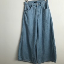 Uniqlo Wide Leg Crop Jeans Womens 24 Light Blue High Rise Soft Denim - $36.07