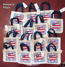 15 Canvas Party Favor Gift Party Bags Favors Red White Blue Flag Jute Handle  - £11.77 GBP