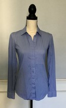 THEORY Blue/White Cotton Striped Button Down Tabitha Blouse Size P - £11.01 GBP