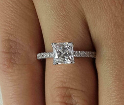 Princess Cut 2.10Ct Simulated Diamond Engagement Ring 14k White Gold in Size 5 - £210.35 GBP