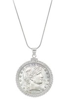 Sterling Silver Twisted Rope Silver Barber Half Dollar Pendant - £94.43 GBP