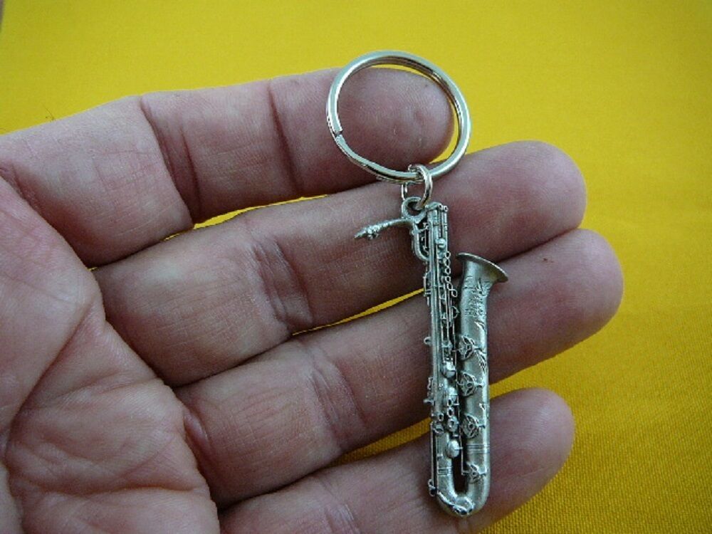 (M200D) BARITONE SAX Saxophone KEY CHAIN PEWTER JEWELRY keyring ring gra... - $19.94
