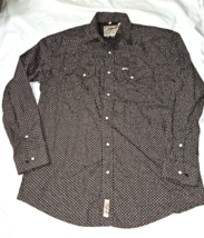 Rafter C Men’s Button Up Size Large Pearl Snap Shirt brown grey PRO FLEX - $9.74