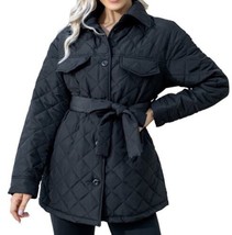 TPWTP Women’s Casual Black Diamond Quilted Belted Jacket Coat Sz Medium NWT - £30.85 GBP