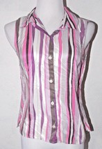 Anne Klein II Womens Tank Top Size 10 Button Down Striped Multicolor Career  - £15.97 GBP
