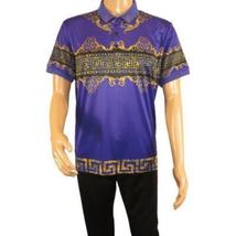 Men's Sports Polo Shirt Barocco Fashion Printed Short Sleeves Soft BSP612 Indigo image 6