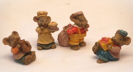 Mini Party Mice Resin Figurines Miniature Mouse Shelf Decor Set of 4 - $12.86