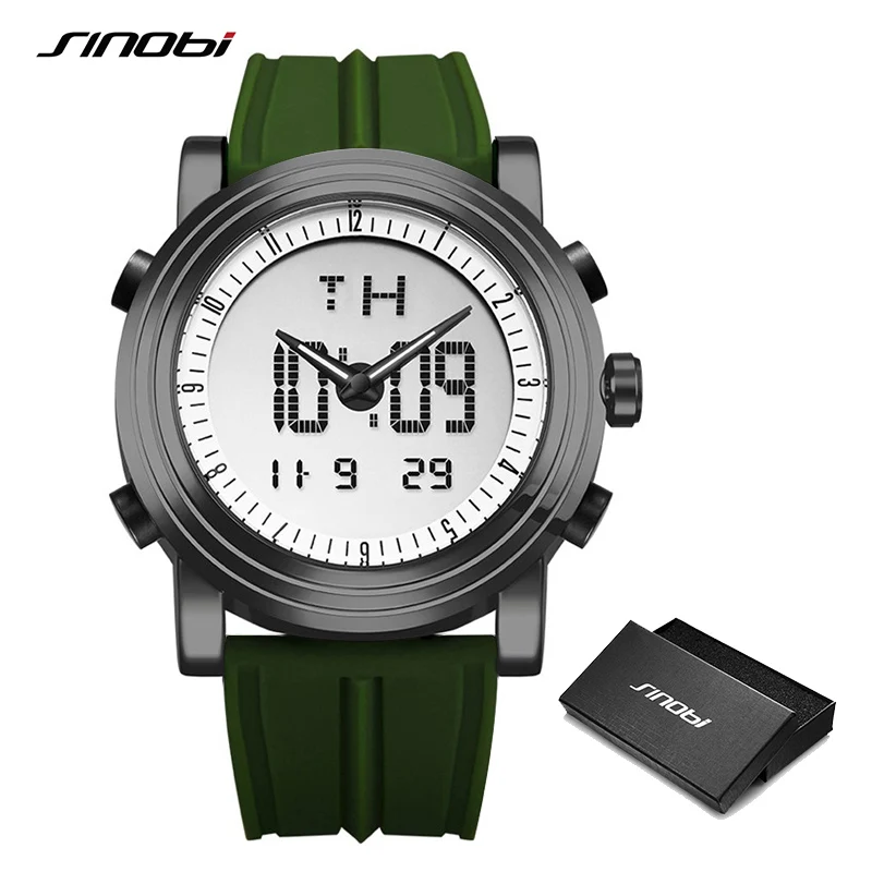 SINOBI  Mens Digital Wrist  Male Stock Watch Date Waterproof  Running Man&#39;s Clo  - £49.31 GBP