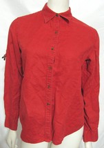 Ralph Lauren 100% Linen Red Shirt Women S Roll Up Tab Sleeve Blouse 6 - 8 Top - £10.24 GBP